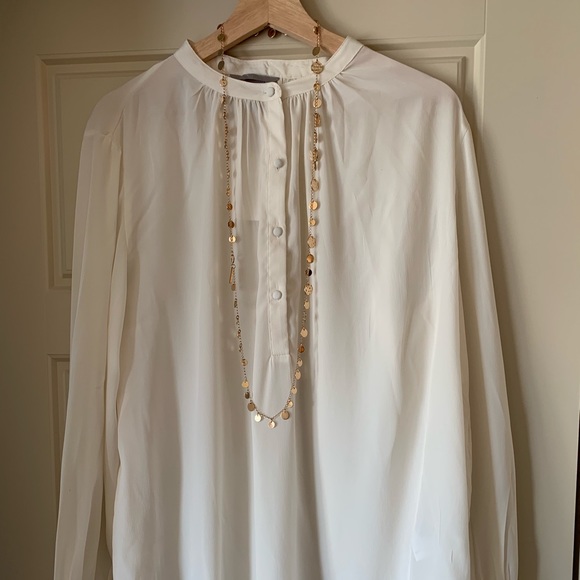 H&M NWT White Long Sleeve Blouse Top - Picture 1 of 5